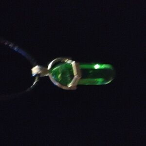 Neon Green Crystal Point Necklace, Black Rope Crystal Pendant Necklace